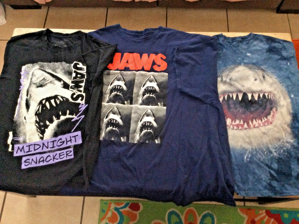 Lot of 3 ADULT MEN’S XL TO 4X Jaws Movie Great White Shark Week T-shirts TEES