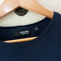 Murano Liquid Luxury Blue Boxy Top Large Soft Stretch Minimalist ShortSleeve Tee