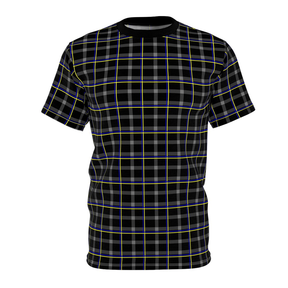 Unisex Cut & Sew Tee (AOP) : Black flannel pattern