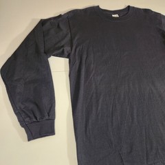 Anvil Men’s Large Heavyweight Black Long Sleeve T-Shirt Ribbed Cuffs / Crew Neck