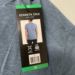 KENNETH COLE Men’s Organic Cotton Blend Crewneck T-Shirt XL BLUE 4-Way Stretch