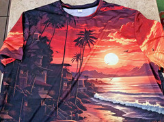 ADULT MEN’S 4X Miami Sunset Beach T-shirt TEE Lightweight rayon Vivid Graphics