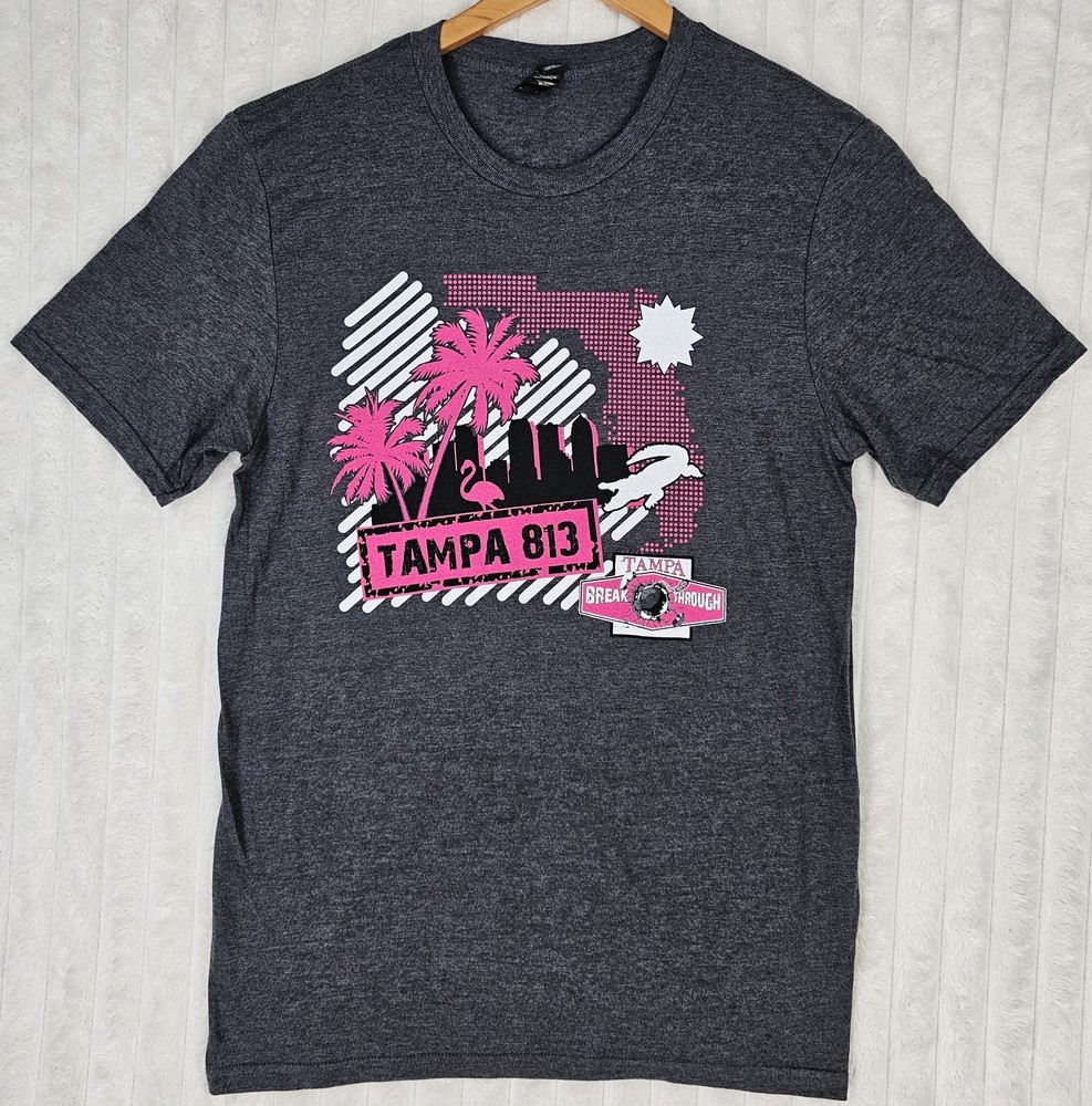 Tampa 813 Shirt Mens Medium Anvil Lightweight Florida Breakthrough Graphic Tee