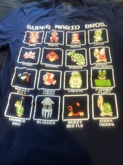 2 (two)Super Mario Bros T-shirts Sz Small (34/36). 100% Cotton. Machine Wash