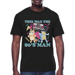 Bluey & Bandit Mixtape This Was The 80’s Man T Shirt New Black Retro Dancing