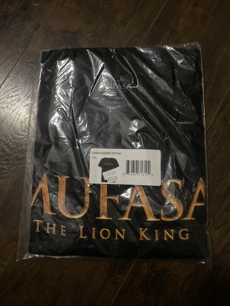 Disney Lion King Mufasa Black T-Shirt Cotton Mens 3XL New Sealed A1-056