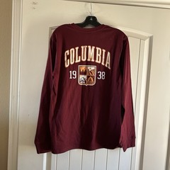 Columbia Shirt Mens Size Small Crew Neck Graphic Fishing Hiking Outdoor L/S