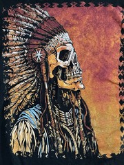 LowBrow Art Company T-Shirt Skull Indian Chief Spirit Of A Nation Size Med