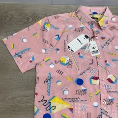 NWT 90s Inspired Button Up Drill Clothing Co Unisex T Shirt Pink 90% Polyester M