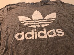 Adidas Performance Tee Mens Medium Gray Short Sleeve T-Shirt White Logo