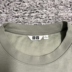 Uniqlo AIRism Shirt Adult Large Green Short Sleeve Athleisure Medium Wash Casual