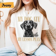 Custom Dog Eat Lesson Teacher Personalized Photo Sketch Tee Gift for Educators