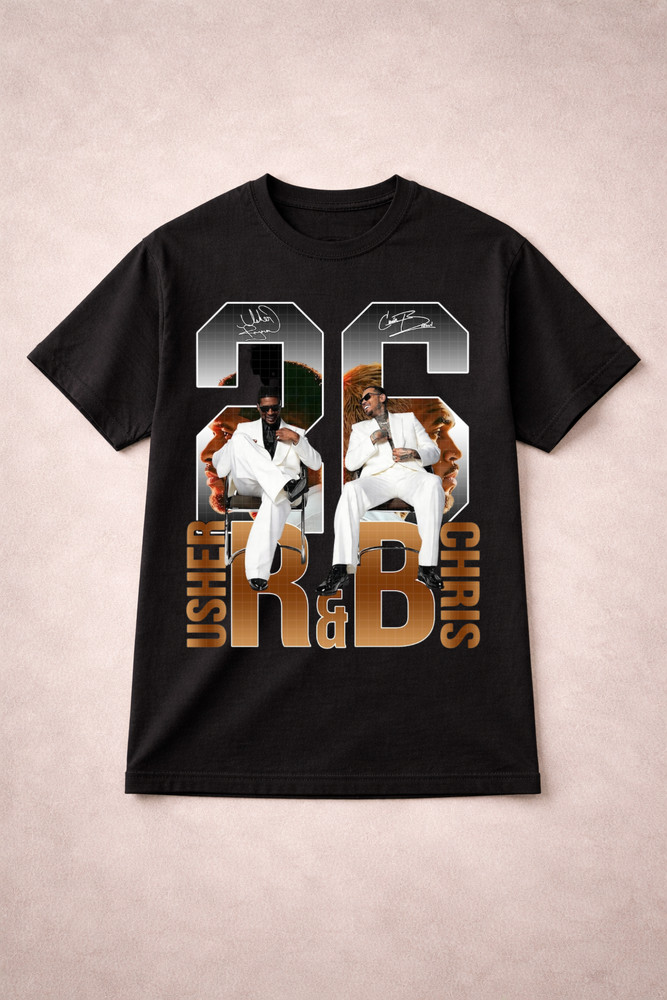 Chris Brown & Usher Concert T-Shirt R&B Legends Tour Style Graphic Tee Unisex S-