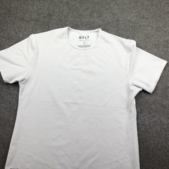 BYLT Shirt Mens Large White Drop Cut Lux Polka Dot Stretch Crew Neck Tagless Tee