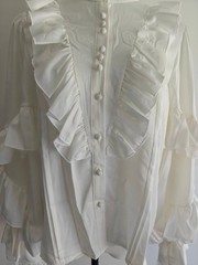 Men’s White Gothic-style shirt long-sleeved Top unisex blouse