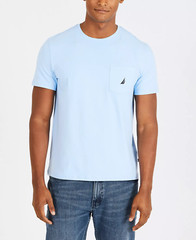Nautica Mens Large Classic-Fit Solid Crew Neck Pocket T-Shirt in Blue FLAW 1333