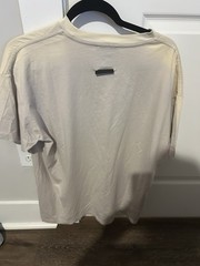 Fear of God Men’s Beige Logo Crew Neck Knit T-Shirt Short Sleeve Size L/XL