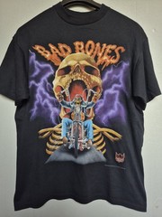 Vintage Harley Davidson 3d Emblem Bad Bones Amrican Biker Tee XL