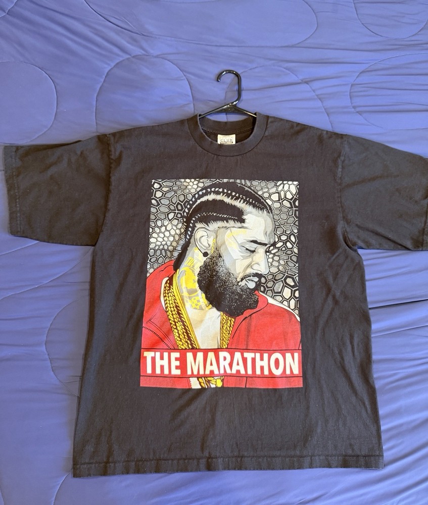 Pro Club Men’s Heavyweight Black Graphic Print Nipsey Hussle T-Shirt XL