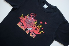 VTG 90s RETRO FUNNY COMEDY DEVIL FLAME HOT FOR YOU GRAPHIC BLACK T SHIRT SZ M