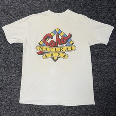 Vintage 90s RARE Soho Natural Soda White Single Stitch Promo T-Shirt Mens Sz L