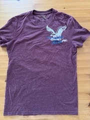 American Eagle Men’s Athletic Fit V-Neck Graphic T-Shirt XS Burgundy
