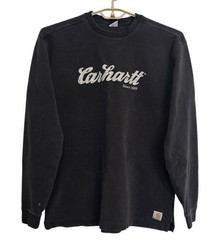 Carhartt Black Waffle Knit Thermal Shirt Mens Tall L Spell Out Logo Vintage K253