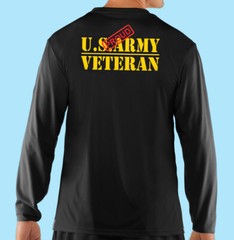 Long Sleeve Pocket T-Shirt, Military, U.S.ARMY Vetreran, Proud, 100%Cotton Black