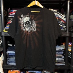 Y2K No Boundaries Skull Shoulder Graphic T-Shirt Size XL