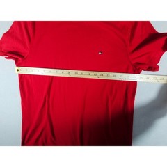 Tommy Hilfiger Mens Red T-Shirt Crew Neck Striped Collar Flag Logo 78JB130 M