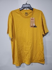 Fjallraven NWT Shirt Mens L Ochre Yellow Short Sleeve 100% Organic Cotton Logo