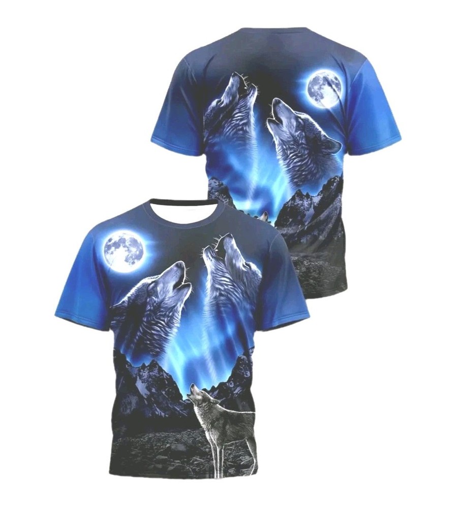 WOLVES WOLF TSHIRT HOWLING MOON MOUNTAIN OUTDOOR ANIMAL 2XL