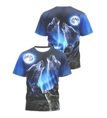 WOLVES WOLF TSHIRT HOWLING MOON MOUNTAIN OUTDOOR ANIMAL 2XL
