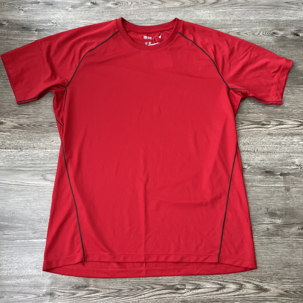 Uniqlo HEATTECH Performance T Shirt Mens XL Red Dry Ex Odor Control Raglan NWT