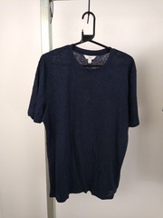 M&S 3Pcs Men’s Crew Neck Linen Modal T-shirts Size M Navy Stripe & Grey NEW