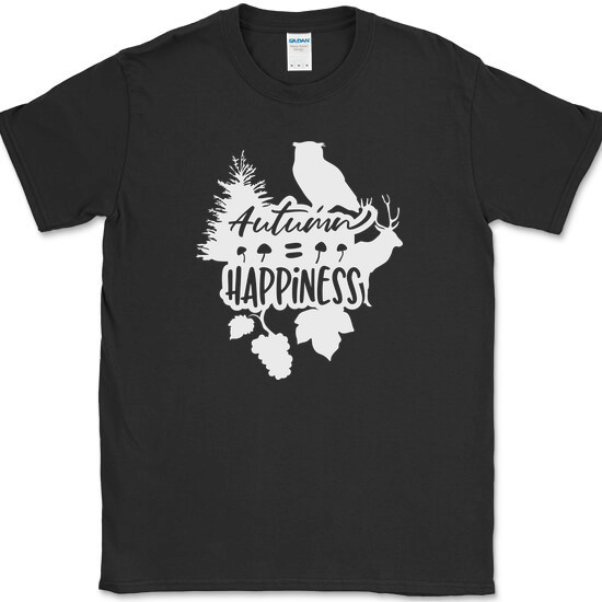 Autumn Happiness T-Shirt Fall Thanksgiving Holiday Seasonal Leaves Tee