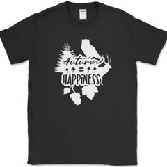 Autumn Happiness T-Shirt Fall Thanksgiving Holiday Seasonal Leaves Tee