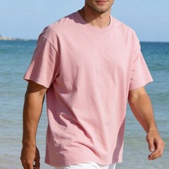 Spring Autumn Wear Men Cotton T-shirt Soft Hand Feel Moderate Elasticity
