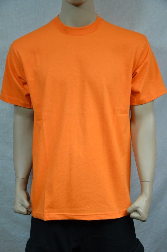 2 NEW PRO5 SUPER HEAVY WEIGHT T-SHIRT ORANGE TEE PLAIN BLANK COTTON S-7XL