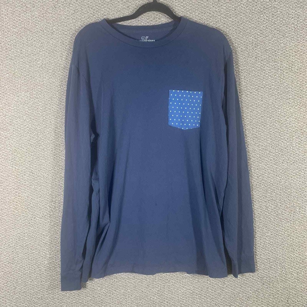 Vineyard Vines Mens Shirt Large Blue Long Sleeves Patriotic Classic Preppy USA
