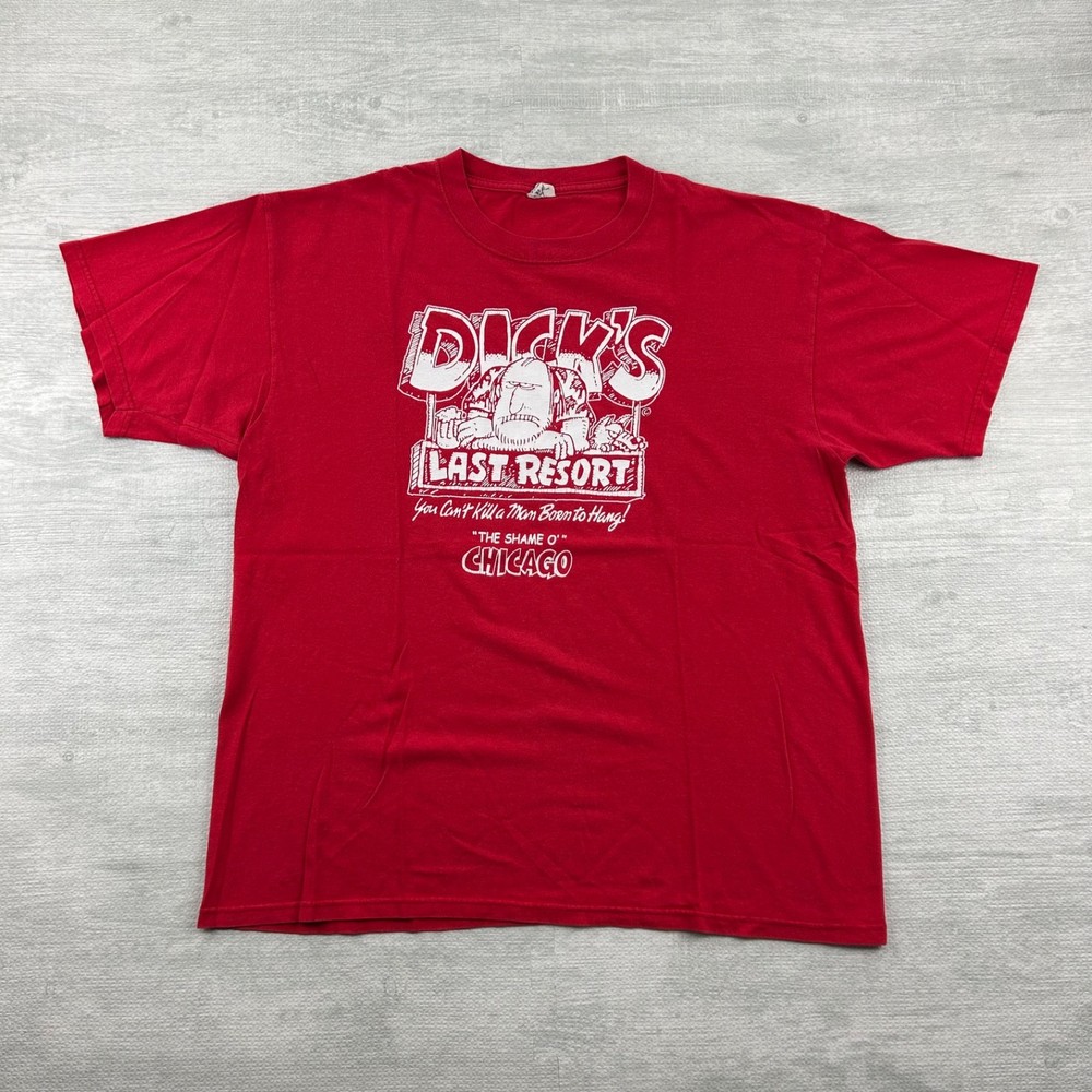 Vintage Dick’s Last Resort Shirt Size XL Red Chicago Funny Mean