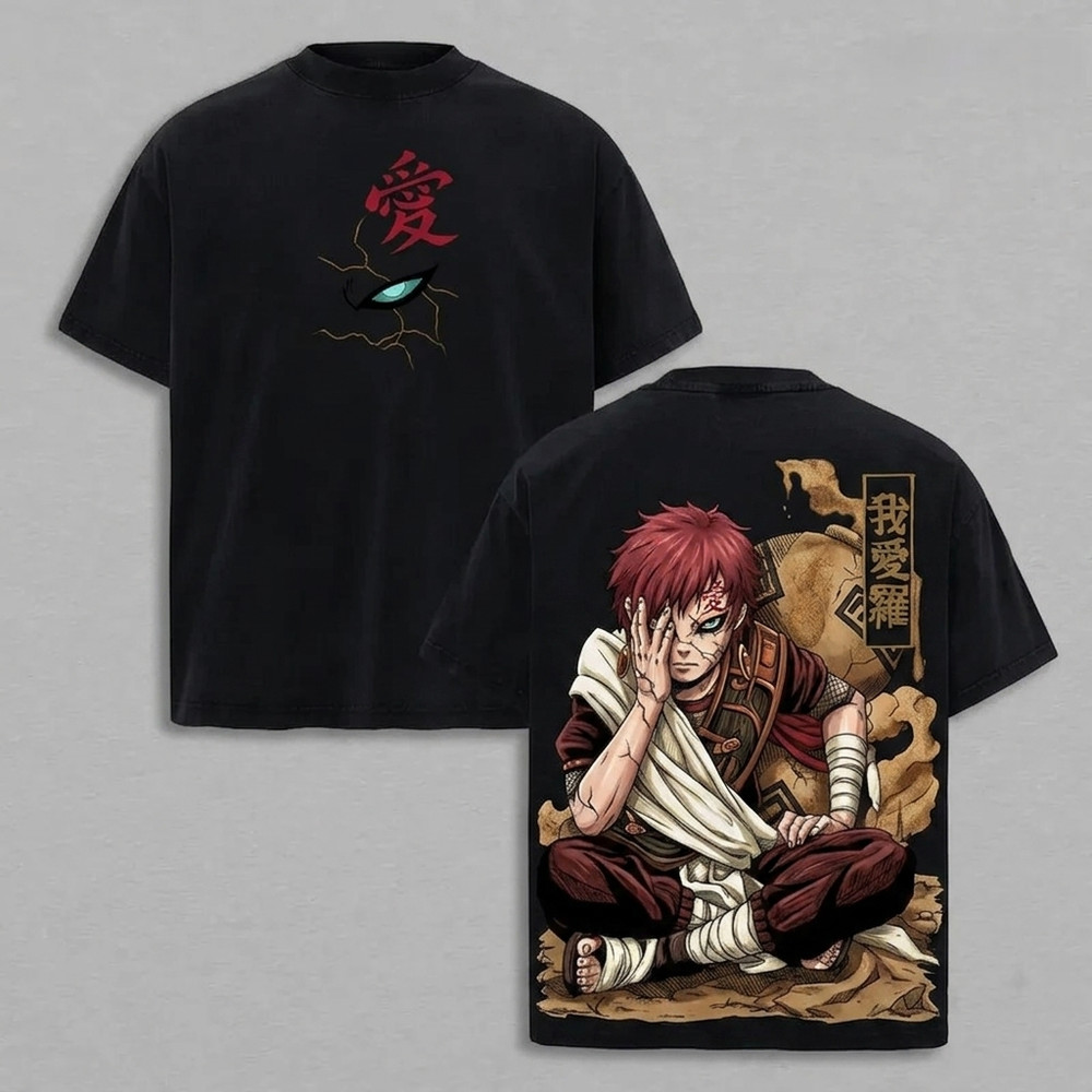 Gaara Naruto Anime T Shirt Vintage Graphic Tee Retro Manga