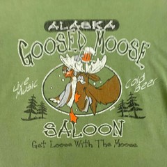 Hanes Beefy-T Alaska Goosed Moose Saloon Graphic T-Shirt Mens Large Olive Green