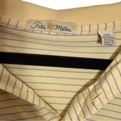 Peter Millar Vintage Tag Yellow Striped Polo Shirt with Textured Fabric XXL