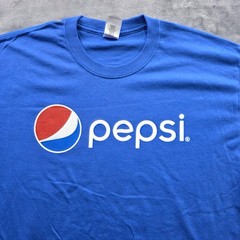 Gildan Pepsi T-Shirt Large Blue Mens Regular Fit Cotton Graphic Logo Soda Pop