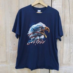 Navy Blue Live Free Patriotic USA Eagle Tshirt Size XL