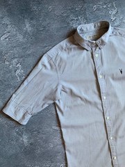 AllSaints Men’s Shirt XSmall (US XS(S) / EU 44) – Gray, Cotton, Short Sleeve