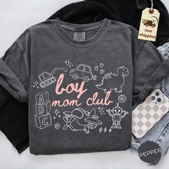 Comfort Colors Boy Mom Club Shirt Cute Doodle Toy Design Mama Tee