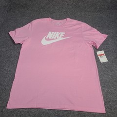 Nike Shirt Mens Large Pink White Futura Logo Sportswear Lightweight Cotton Tee