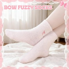Women Fuzzy Socks Bow Cute Animal Girls Slipper Funny Winter Cozy Warm Sleep